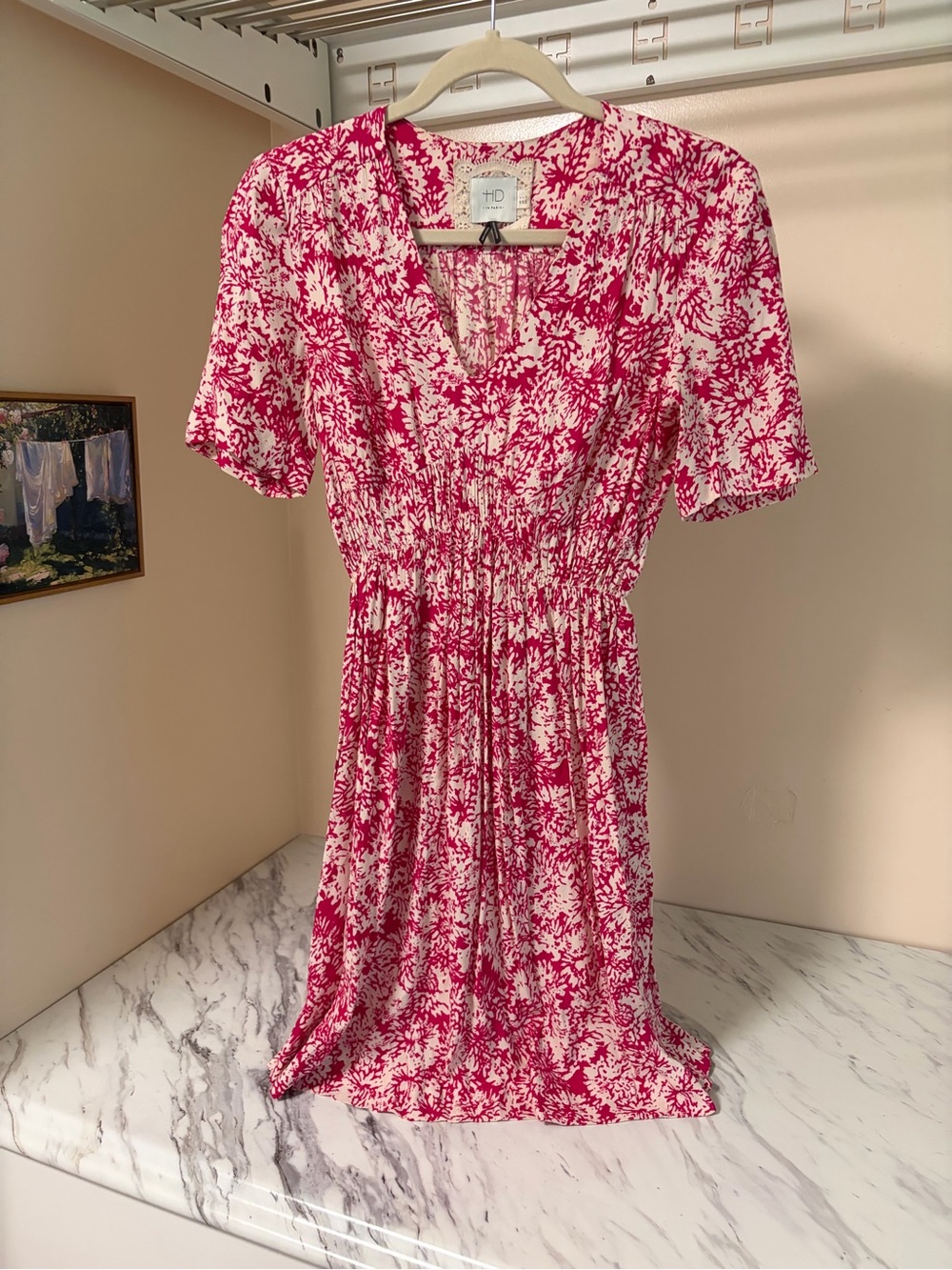 HD in Paris Pink and White Floral Midi Dress